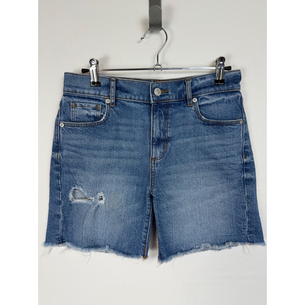 LOFT Denim Shorts Womens 24/00 Blue Distressed Raw Hem High Rise Cut Offs